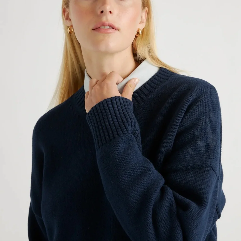 Quince 100% Organic Cotton Boyfriend Crew
Sweater in Navy size Large - Picture 3 of 14